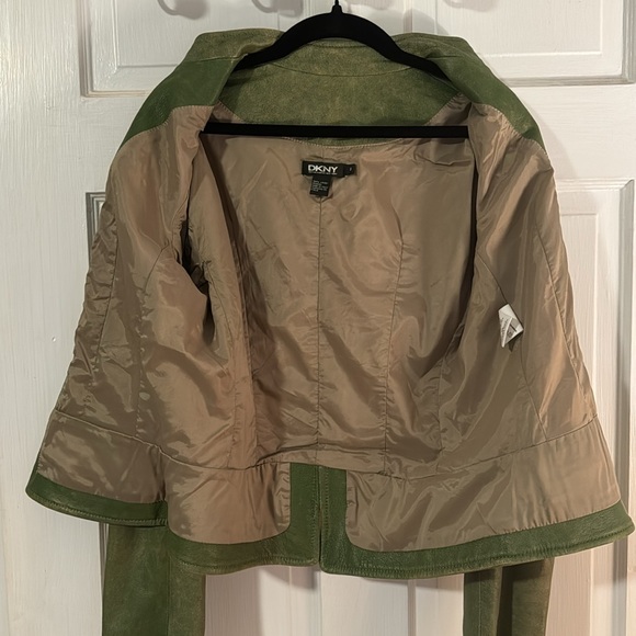 Vintage DKNY Green Soft Lamb Leather Women's Jacket Sz 8 Rare made in Italy - Picture 7 of 12